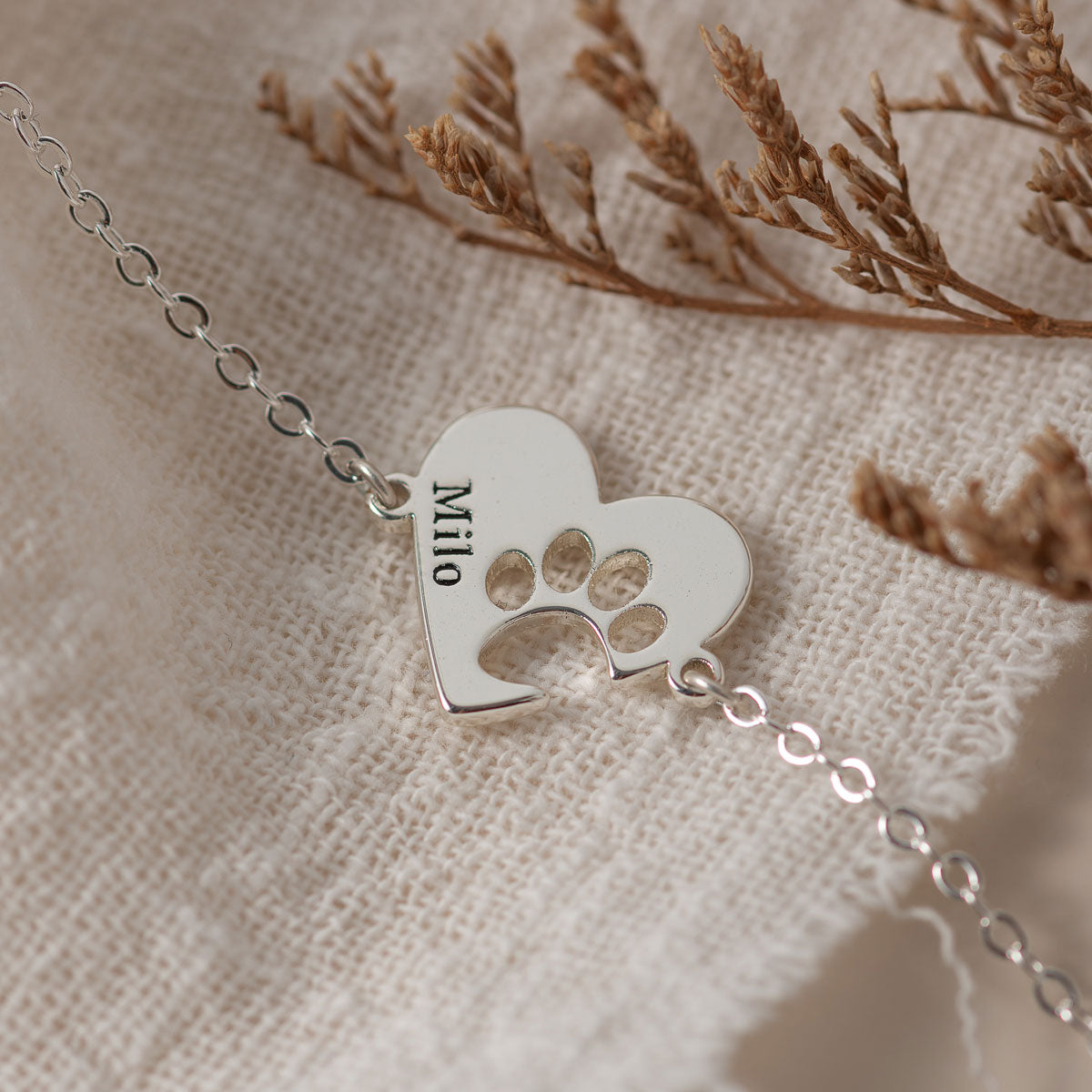 Bracelet Cœur et Empreinte De Votre Animal