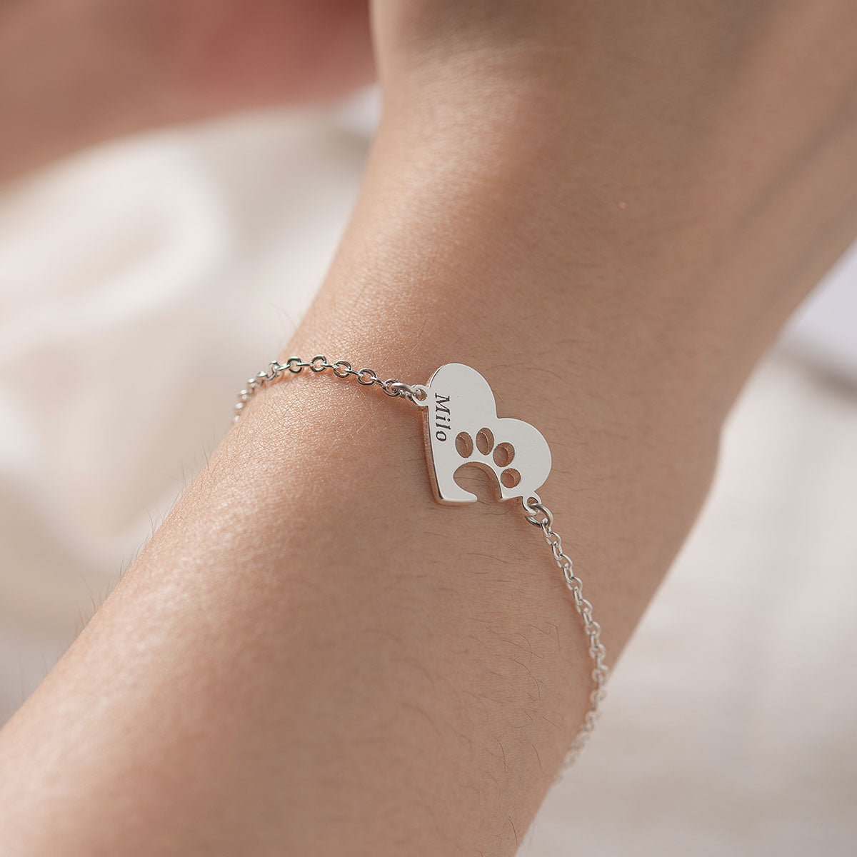 Bracelet Cœur et Empreinte De Votre Animal